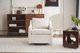 011-Linen Fabric 360&deg Swivel Accent Chair with Upholstered,One Back Pillow,Armrest with Rivets W527P190828