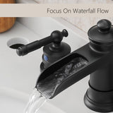 Bathroom Faucets for Sink 3 Hole Black 8 inch Widespread Bathroom Sink Faucet with Pop Up Drain W1932P180021