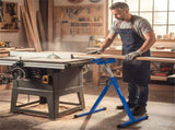 2-Pack Heavy Duty Metal Folding Roller Stand with Edge Guides Portable Woodworking Support - Blue 09128668