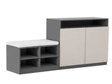 U_Style Livingroom Cabinet Shoe Bench, 2 Doors and 3-Tier Adjustable Shelves, Entryway Bench N711P345166M
