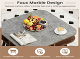 Faux Marble Side Table with 4-Sided Storage Shelves, 24" Square End Table for Living Room Bedroom 15029922