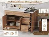 36" Wood Bathroom Vanity with Solid Wood Frame, 2 Soft Close Doors, 3 Soft Close Drawers, Adjustable N729P204176N