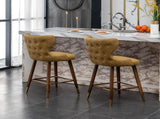 Nevis Mid-century Modern Faux Leather Tufted Nailhead Trim Counter Stool Set of 2, Yellow T2574P165100