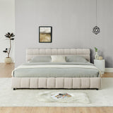 King Size Upholstered Bed ,comfortable upholstered bed frame, Chenille fabric, with headboard and W487P235315