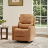 Dublin 30" Swivel Power Recliner Arm Chair Saddle Brown Faux Leather B2719P328580