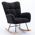 ZUN Rocking Chair Pocket, Soft Teddy Fabric Rocking Chair for Nursery, Comfy Wingback Glider Rocker W1372128347