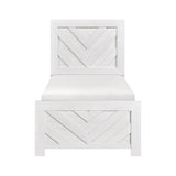 Contemporary White Finish Twin Size Panel Bed Wooden Bedroom Furniture 1pc, Bed in a Box B011P250489