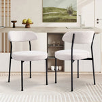 ZUN Boucle Upholstered Dining Chairs with Curved Backrest & Metal Legs Set of 2, Beige W2740P214245