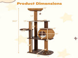 59.5" Rattan Woven Cat Tree with Cat Condo & Top Perch Multi-Level Cat Tower 56022291