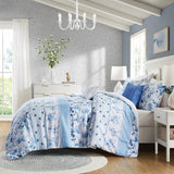 Full/Queen Floral Striped Comforter Set B035P203250
