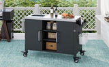K&K 55.5" Kitchen Island with Sink, Metal Grill Cart Table with 304 Stainless Steel Sink, N707P270780B