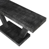60 Inches Vintage Distressed Wood Entryway Bench with 2-Tier Solid Wood Veneer Storage Cabinet, 59018990