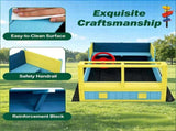 Fire Truck Themed Wooden Sandbox for 2 Kids, Fir Wood Play Sand Table with PP Liner & Bench, Outdoor 08907507