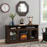 Contemporary TV Media Stand Modern Entertainment Console 18" Fireplace Insert for TV Up to 65" 37943791