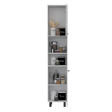 Hobart Pantry, Four Legs, Three Interior Shelves, Two Shelves, Two Cabinets -White B20091871