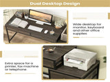 Home Office Dual Desktop Desk with 5 Storage Drawers, Powder-Coated Metal Frame Engineered Wood 15981882