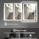 ZUN Anti-fog LED Bathroom Mirror with Dual Light Source and Three Lighting Modes, White W2201P271184