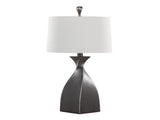 30" Contemporary Polyresin Table Lamp in Rubbed Grey Slate Polyresin with White Linen Shade from B202P224055