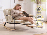 Corduroy Nursery Rocking Chair w/ Pull-out Footrest, 100&deg-160&deg Adjustable Backrest, Oversized 54625236