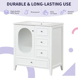 ZUN 30" Bathroom Vanity with Sink, Bathroom Vanity Cabinet with Three Drawers and Door, Solid Wood and N725P185816K