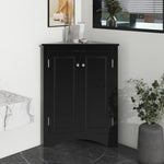 ZUN Black Triangle Bathroom Storage Cabinet with Adjustable Shelves, Freestanding Floor Cabinet for Home 62126568