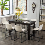 ZUN Bronco Antique Wood Finished Counter Height Dining Set: Table and Six White Chairs T2574P195179