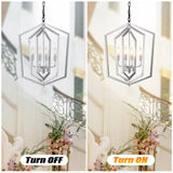 4-Light Farmhouse Chandeliers, Matte Black and Sliver Matte Black Vintage Cage Light Fixture W1592P230610