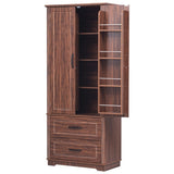 K&K 71" Farmhouse Kitchen Pantry with 2 Large Drawers,Embossed Texture Freestanding Cupboard N707P254905Z