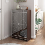 ZUN Elegant Decor Mirrored Cabinet with Silver Edging,Mirrored Cabinet with Double Door,Shoe W760P196538