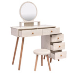 ZUN CRAZY ELF Makeup Vanity Table with Cushioned Stool, Large Capacity Storage Cabinet, 5 Drawers, Large 81142698