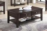 ZUN Coffee Table Of Two Drawers In Brown SR016387