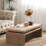 Natural Wood Living Room Table Versatile Coffee Table 2-Tiered Wood Tabletop Table 47.6" L 23.6" W W2729P198991