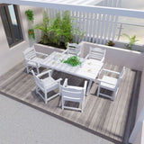 Patio Dining Chair with Armset Set of 2, Pure White with Imitation Wood Grain Wexture,HIPS Material W1209107723