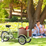 ZUN Foldable Tricycle for Kids Ages 6-12,Mini Cargo,Pet,Reverse Tricycle,Outdoor Parent-Child W1019P163629