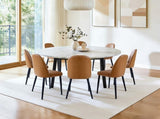 Brown Leather Identities Chair with Metal Legs, Armless Chair Set of 4 for Kitchen, Restaurant, T3967P497835