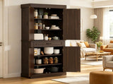 71" Freestanding Kitchen Pantry Cabinet with 4 Doors 2 Large Storage Cabinets And an Additional 19941052