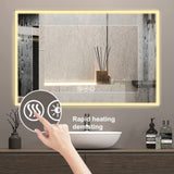 48*32in LED Framed Bathroom Vanity Mirror, Aluminum Frame with 45&deg Beveled Angle Beveled Lights, 3 W2709P268900