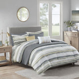 8 Piece Printed Seersucker Comforter and Quilt Set Collection Yellow Full/Queen B03597254