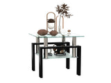 1-Piece Modern Tempered Glass Tea Table Coffee Table End Table, Square Table for Living Room, 51857456