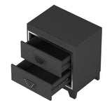 Elegant Nightstand with Metal Handle and Sparkling Shiny Decoration, Bedside Table with 2 Drawers WF531200AAB