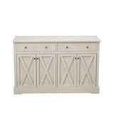 Vintage White Sideboard with Two Drawers and Four Doors for Living Room, Bedroom, and Kitchen, Room W757P234599