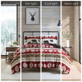 Full/Queen Print Sherpa Comforter Set B035100527