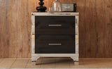 Elegant High Gloss Nightstand with Metal Handle,Mirrored Bedside Table with 2 Drawers for N733P205356B