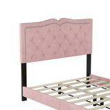 Full Size Upholstered Bed Frame with Rivet Design, Modern Velvet Platform Bed with Tufted WF317301AAH