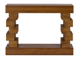 Geometric Block Stacked Wood Console Table with Warm Natural Finish W3123P369192