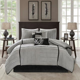 7 Piece Faux Suede Comforter Set Grey Cal King B03596799