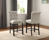 Leviton Solid Wood Tufted Asons Counter Height Stool, Set of 2, Tan T2574P165116