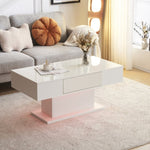 ZUN Modern LED Coffee Table with Drawer and 16 Colors LED Lights, High Glossy Coffee End Table for 62671709