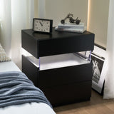 LED Nightstands 3 Drawer Dresser for End Table with Acrylic Board LED Bedside Tables for W2371P173485