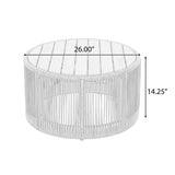 Outdoor Rattan rope & Acacia Wood Coffee Table - Patio Balcony Furniture for Garden, Yard, Balcony N770P298632B